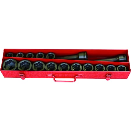 Ko-Ken Socket Set 19-50mm 6 Point 17 pieces 3/4 Sq. Drive 16245M
